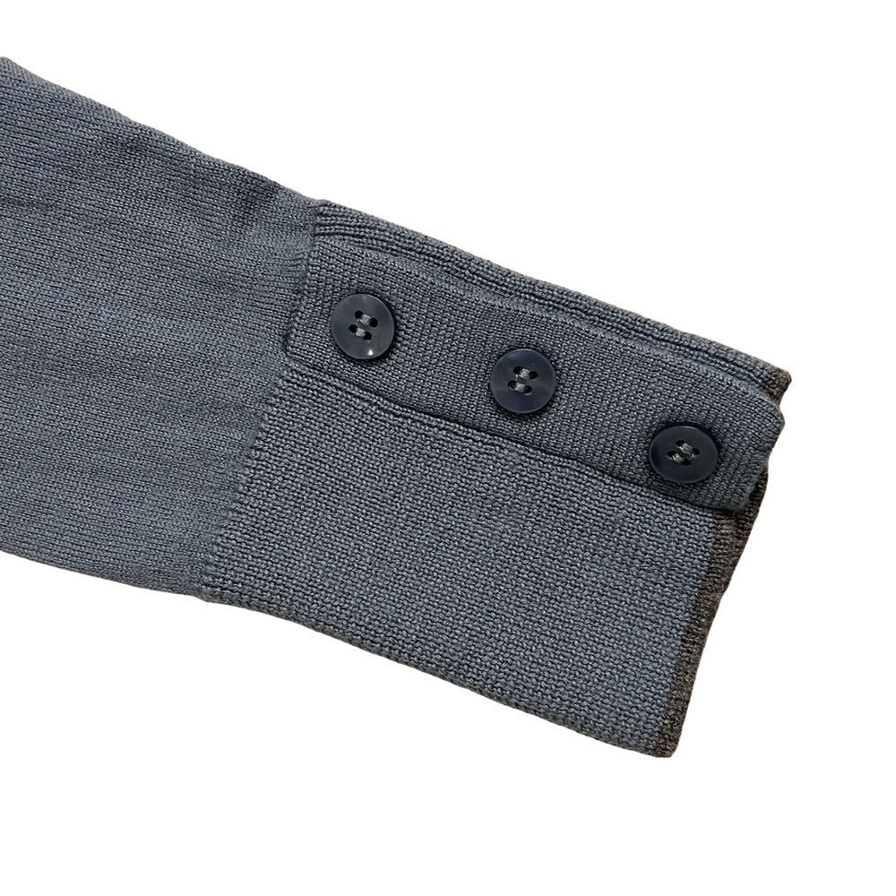 Halogen Cardigan Sweater V-Neck Merino Wool Blue Gray Stripes Women’s Size M - Picture 4 of 11